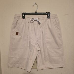 NWOT Men's Beige Drawstring Shorts with Logo Patch Size 36